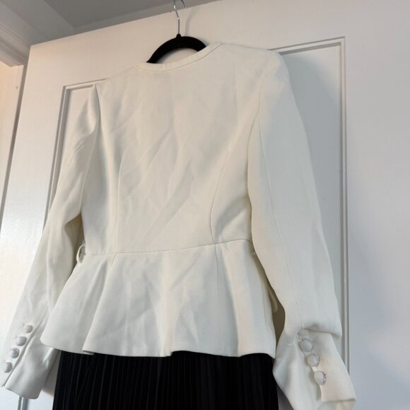 NWT Self-Portrait Crepe Midi Dress Bow Accent Jacket-inspired Pleated Skirt Sz 6 - Picture 9 of 9